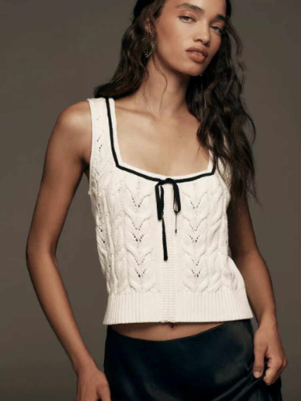 By Anthropologie Square-Neck Bow Sweater Top